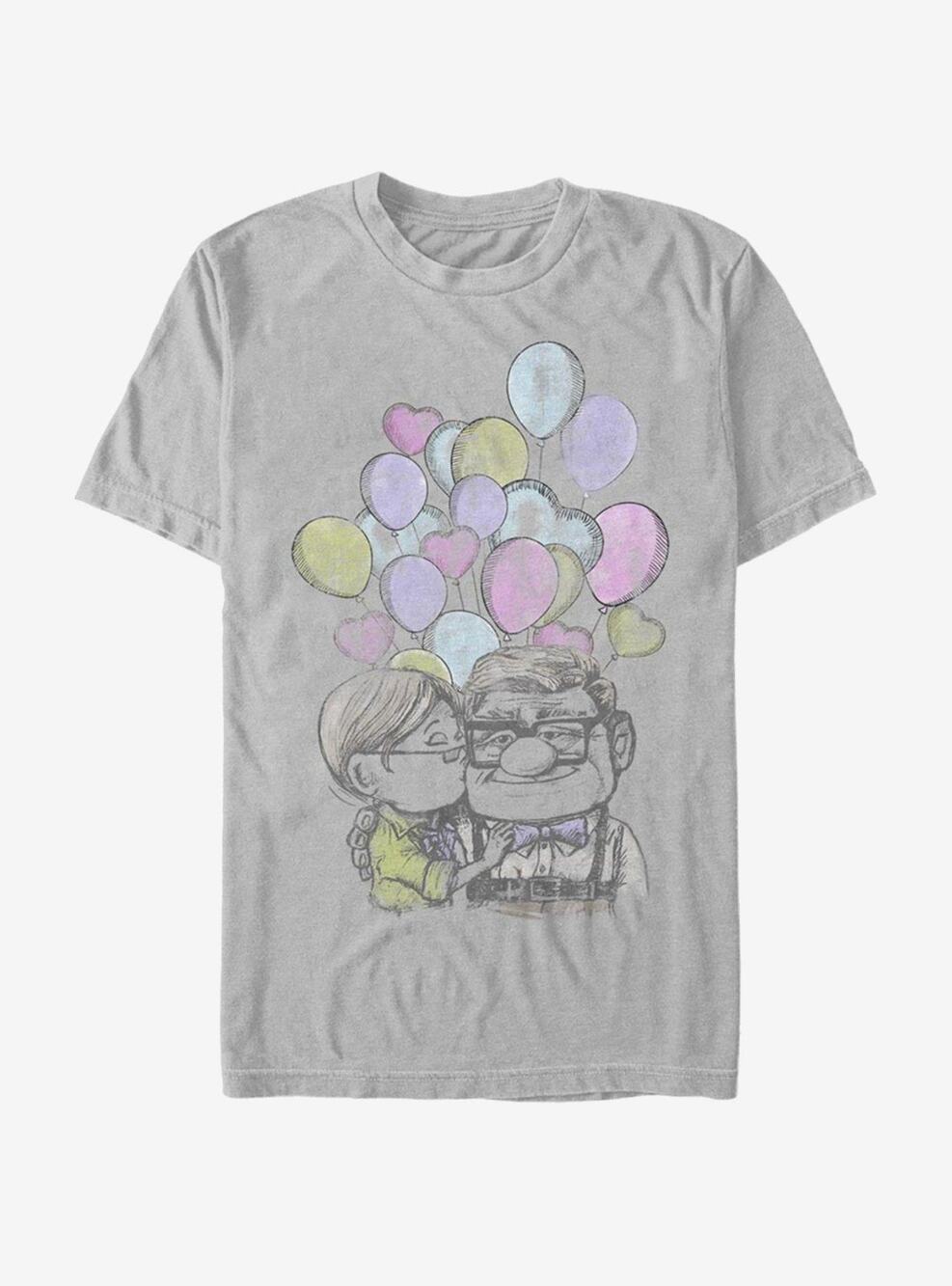 Disney Pixar Up Carl & Ellie Love Up Graphic T Shirt Balloon Tee Adult Small